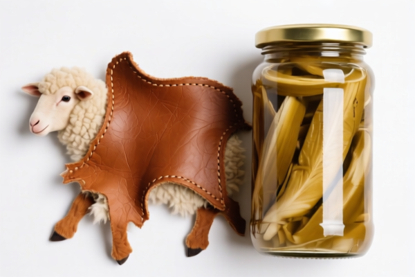 Pickled sheepskins (without wool) for leather goods