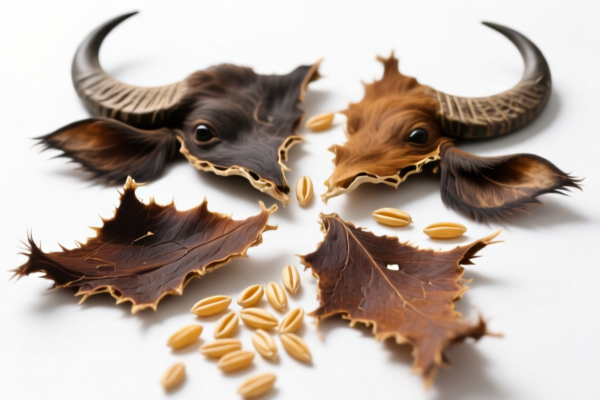 Dry buffalo hide, untanned, grain splits
