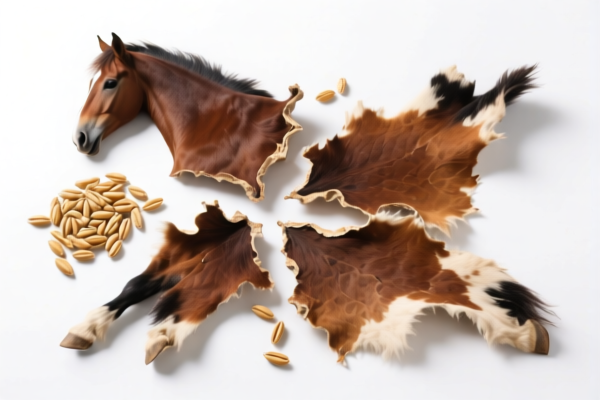 Dry equine hide, untanned, grain splits