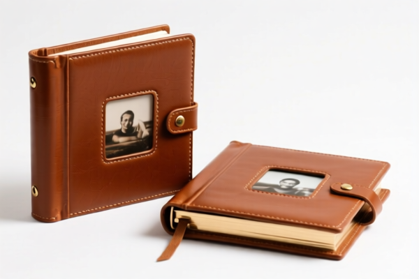Tanned leather of other animals (hair side removed), fancy leather photo albums