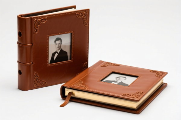 Tanned leather of other animals (hair side removed), fancy leather photo albums