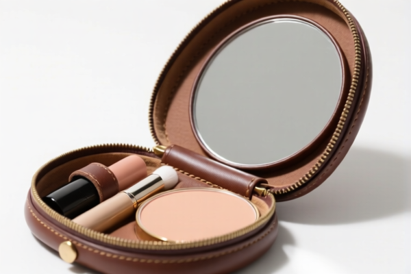 Composition Leather Cosmetic Mirror Case