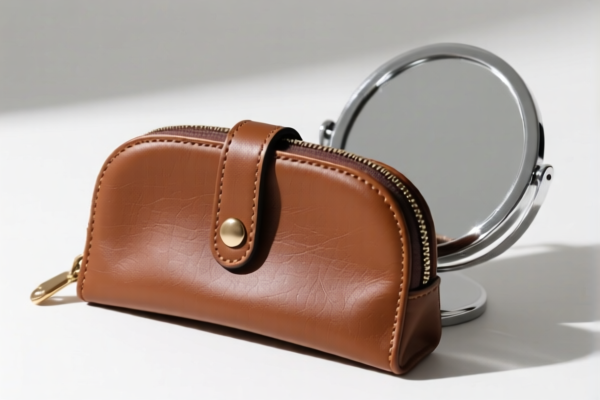 Composition Leather Cosmetic Mirror Case
