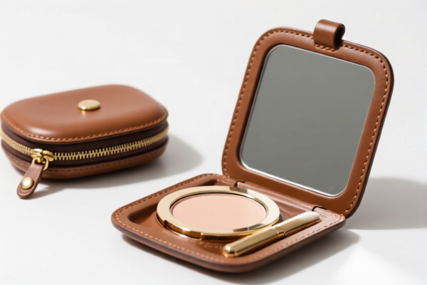 Composition Leather Cosmetic Mirror Case