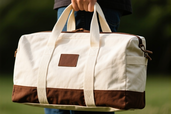 Cotton Canvas Travel Bag with Pockets