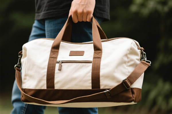 Cotton Canvas Travel Bag with Pockets