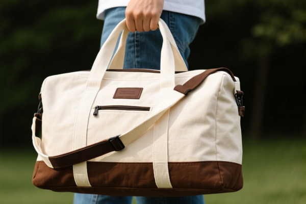 Cotton Canvas Travel Bag with Pockets