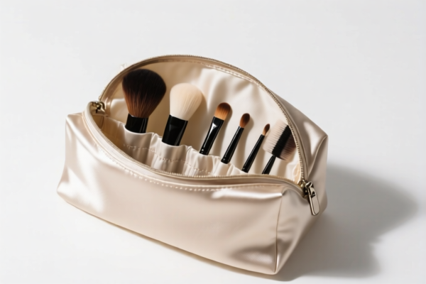 Silk Cosmetic Bag with Brush Compartment