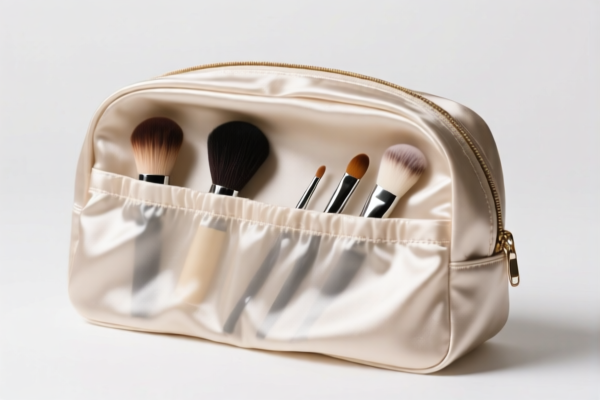 Silk Cosmetic Bag with Brush Compartment
