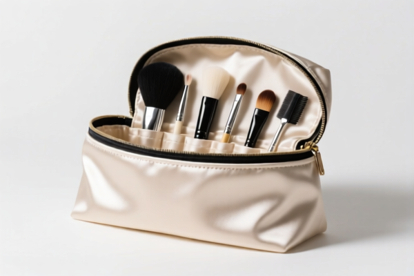 Silk Cosmetic Bag with Brush Compartment