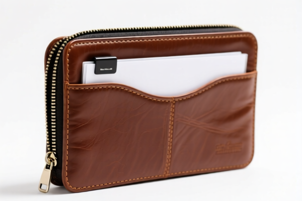 Leather Document Holder with Zipper