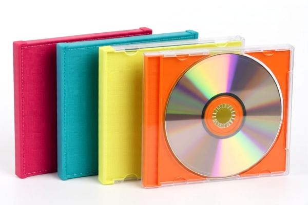 Colored CD Cases with Outer Surface of Plastics or Textile Materials