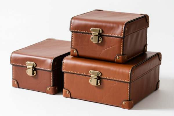 Leather storage boxes