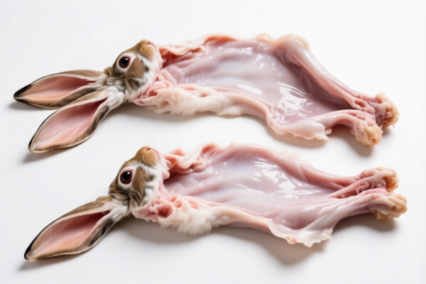 Raw rabbit skins (with head, tail, paws), untanned