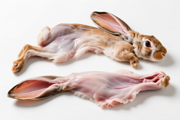Raw rabbit skins (with head, tail, paws), untanned