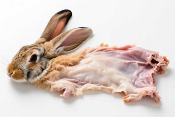 Raw rabbit skins with head