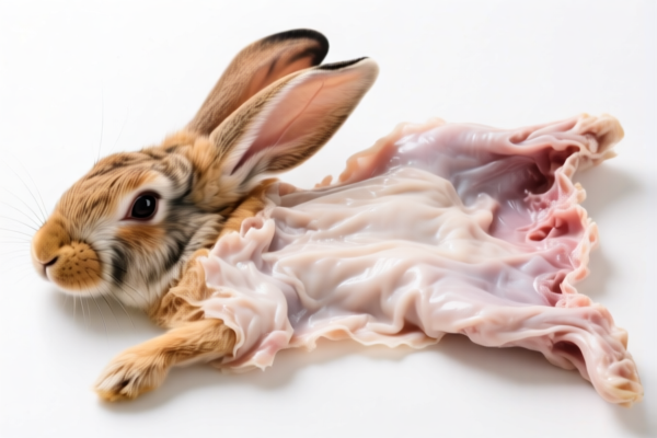 Raw rabbit skins with head