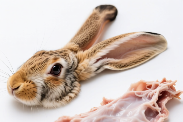 Raw rabbit skins with head