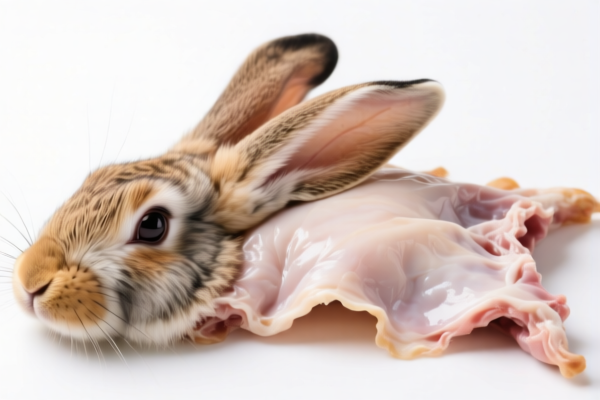 Raw rabbit skins with head