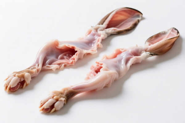 Raw rabbit skins with paws