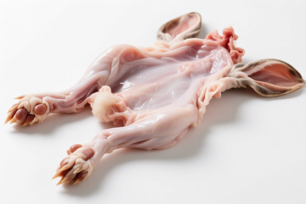 Raw rabbit skins with paws