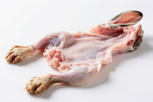Raw rabbit skins with paws