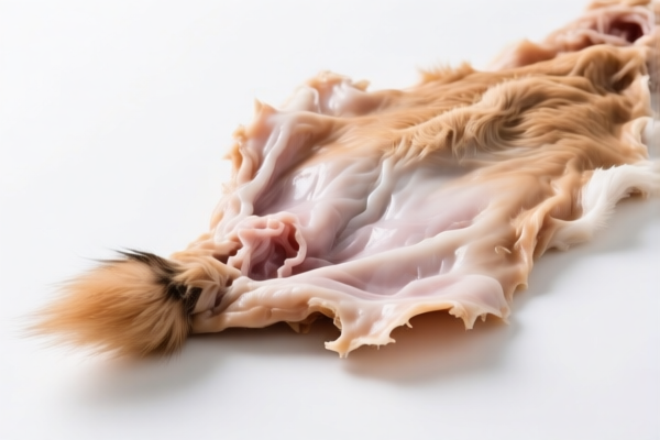 Raw rabbit skins with tail