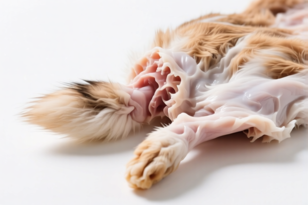 Raw rabbit skins with tail