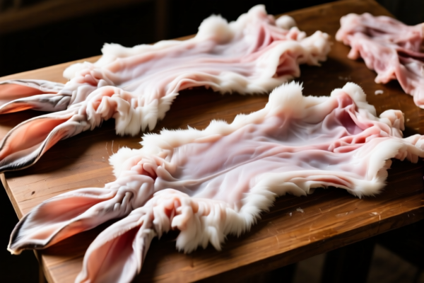 Untanned raw rabbit skins