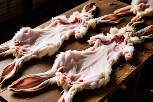 Untanned raw rabbit skins
