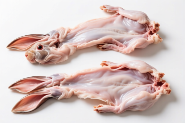 Whole raw rabbit skins