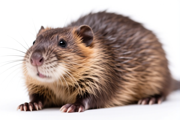 Whole muskrat furskins with head, tail and paws