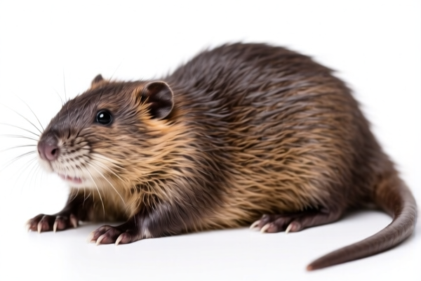 Whole muskrat furskins with head, tail and paws