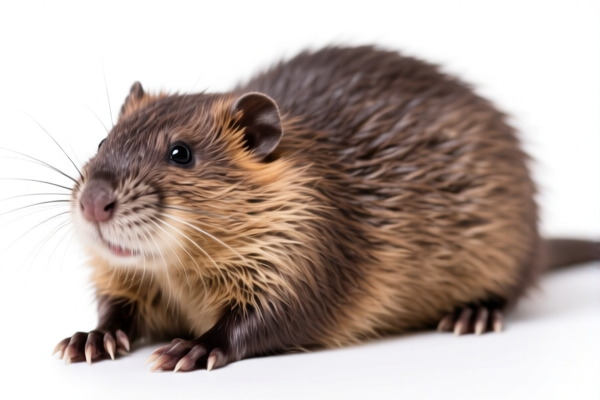 Whole muskrat furskins with head, tail and paws