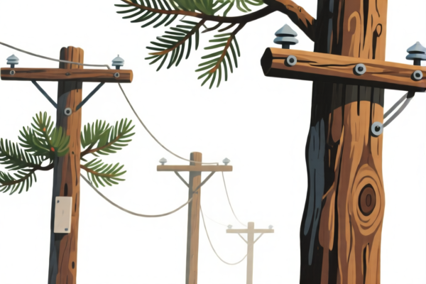Painted Coniferous Wood Telephone Poles