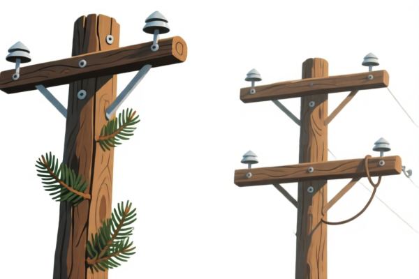 Painted Coniferous Wood Telephone Poles