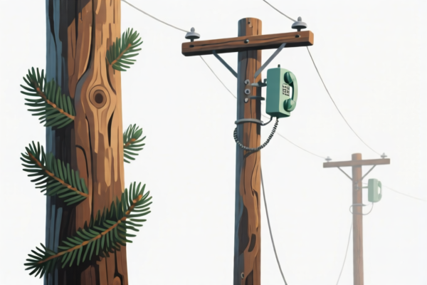 Painted Coniferous Wood Telephone Poles