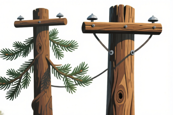 Painted Coniferous Wood Telephone Poles