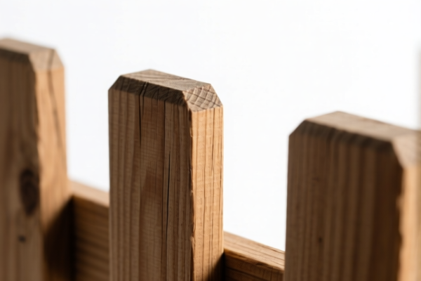 Roughly squared wood fence posts