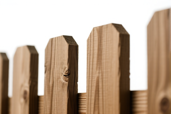 Roughly squared wood fence posts