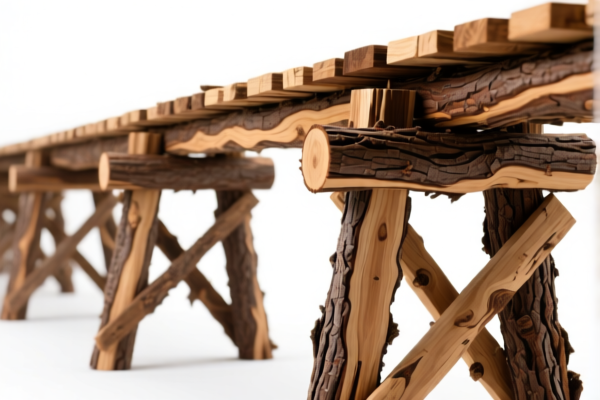 Pine Wood Rough Bridge Piles