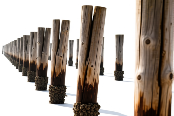 Pine Wood Rough Pier Piles
