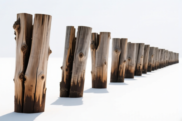 Pine Wood Rough Pier Piles