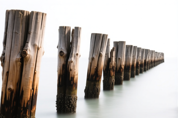 Pine Wood Rough Pier Piles