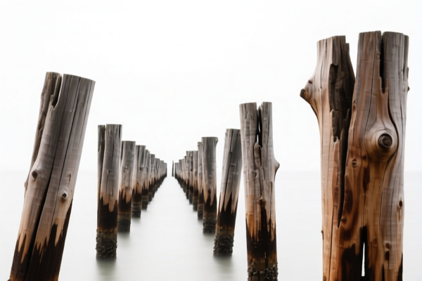 Pine Wood Rough Pier Piles