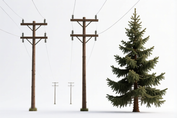 Fir and Spruce Electrical Power Poles