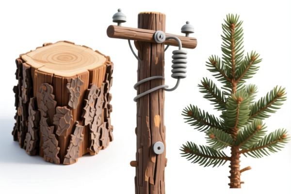 Roughly Squared Fir and Spruce Telephone Poles