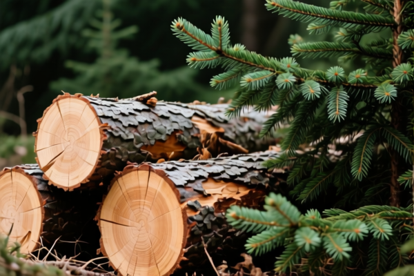 Unstripped Fir and Spruce Logs