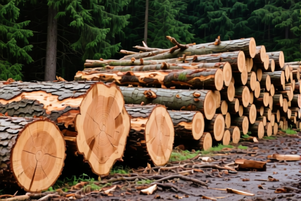 Other coniferous wood in the rough, construction, unprocessed