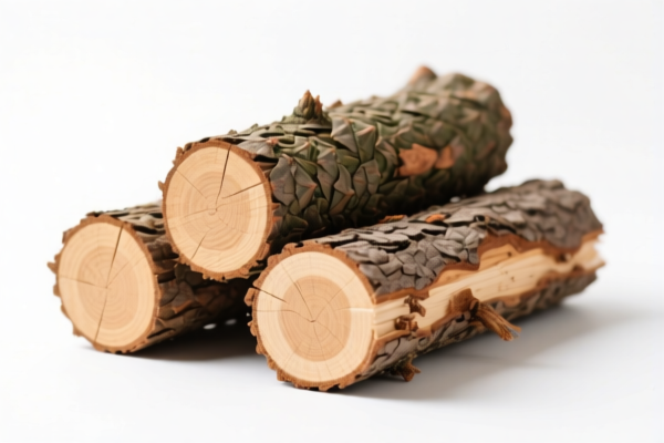 Packaged coniferous wood in the rough